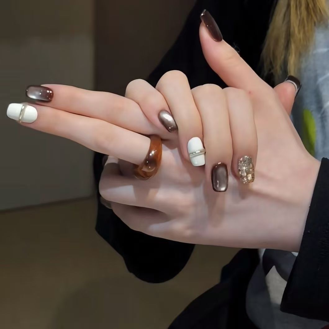 Nail Art Full Cat Eye - Faux ongles à pression faits à