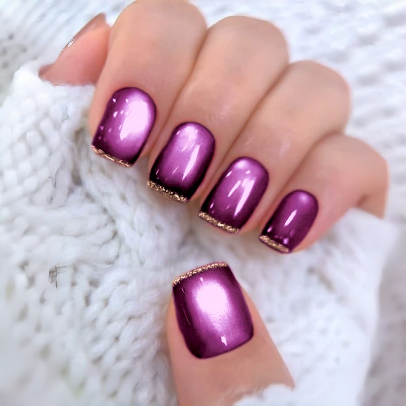 Nail Art Full Cat Eye - Faux ongles carrés courts pour femmes