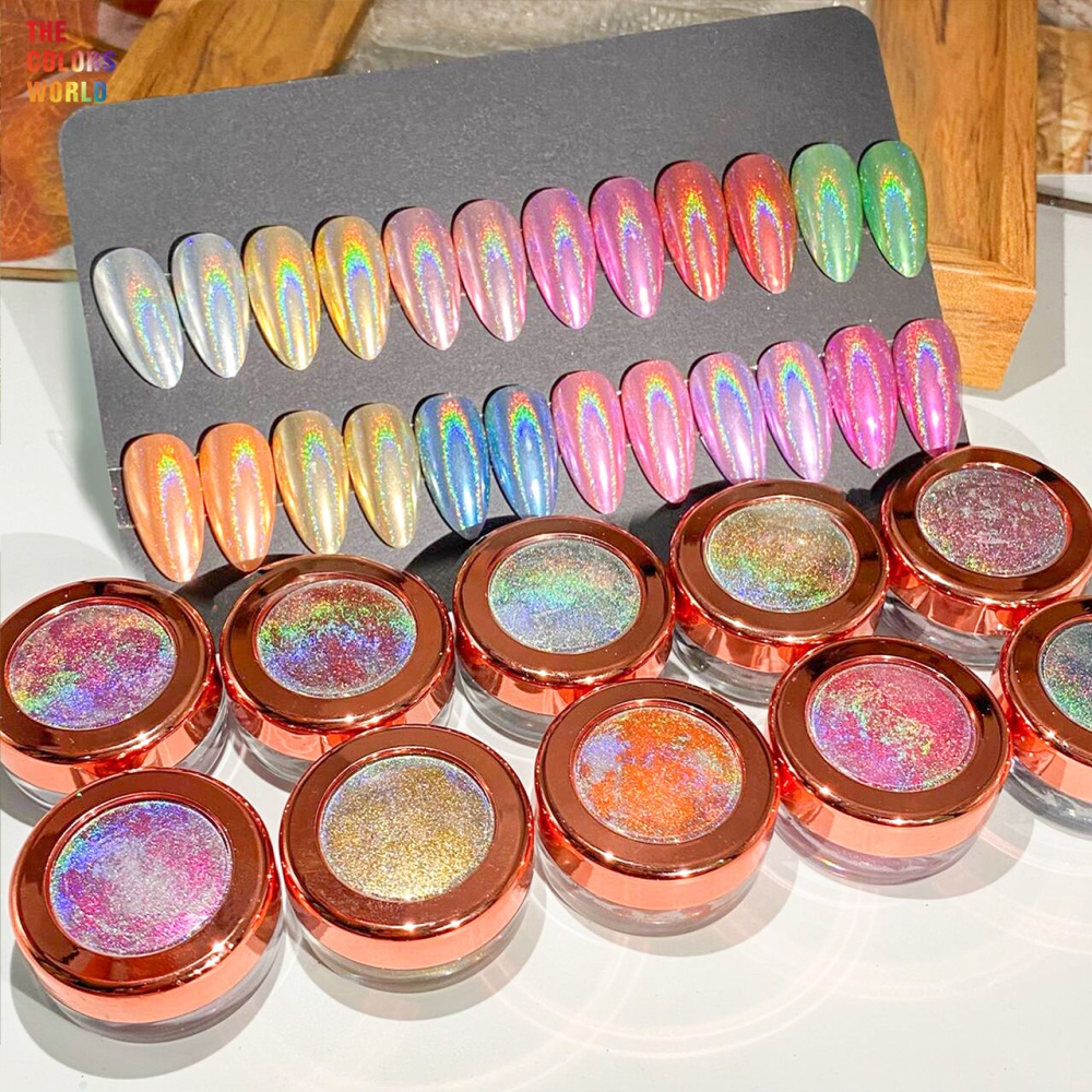 Dip Powder Nail - Poudre à ongles chromée miroir holographique