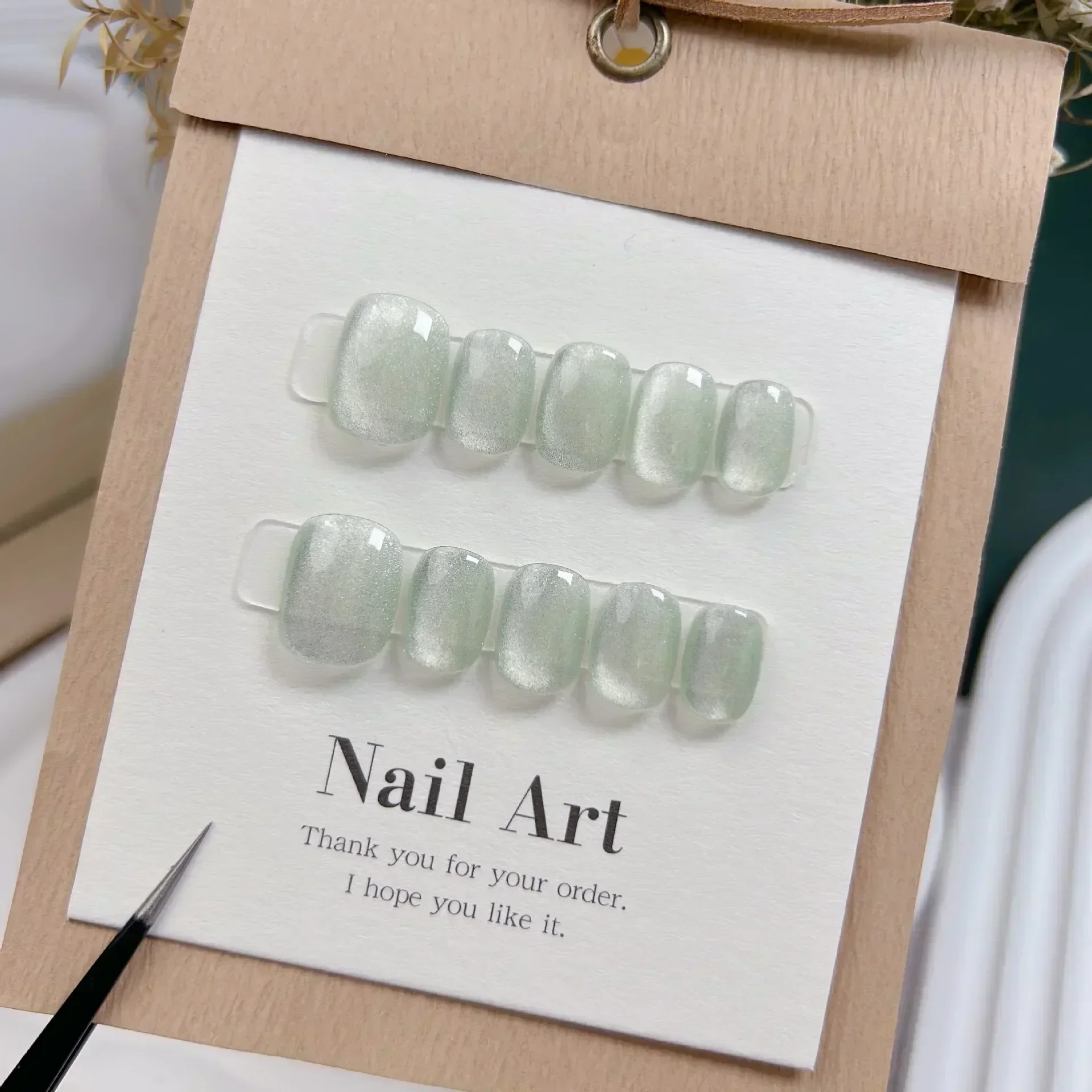 Nail Art Full Cat Eye - 10 faux ongles courts faits à