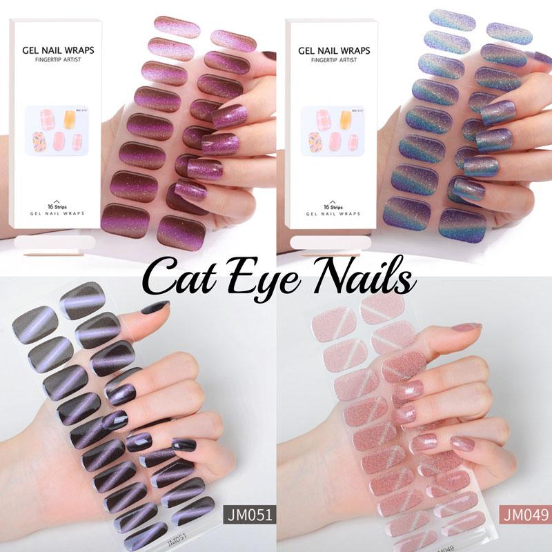 Nail Art Full Cat Eye - Autocollants à ongles gel semi -
