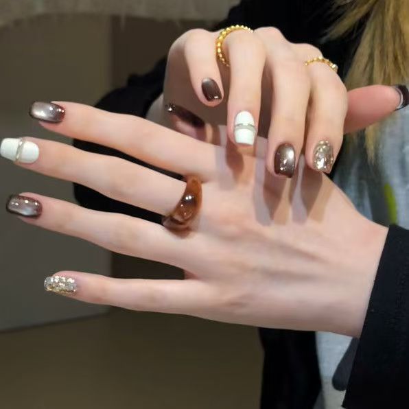 Faux ongles à pression faits à - Nail Art Full Cat Eye avis et prix