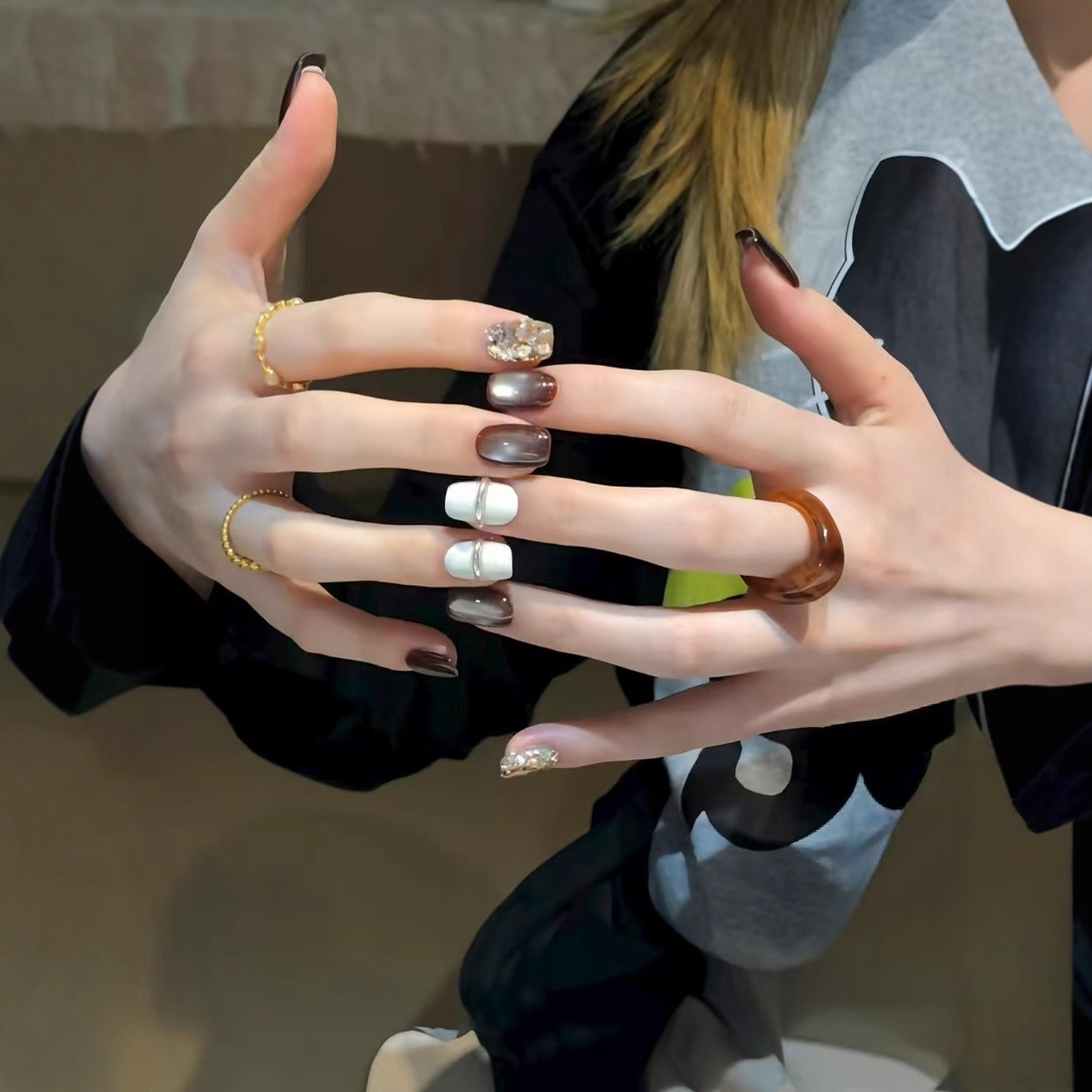 Faux ongles à pression faits à - Nail Art Full Cat Eye avis et prix