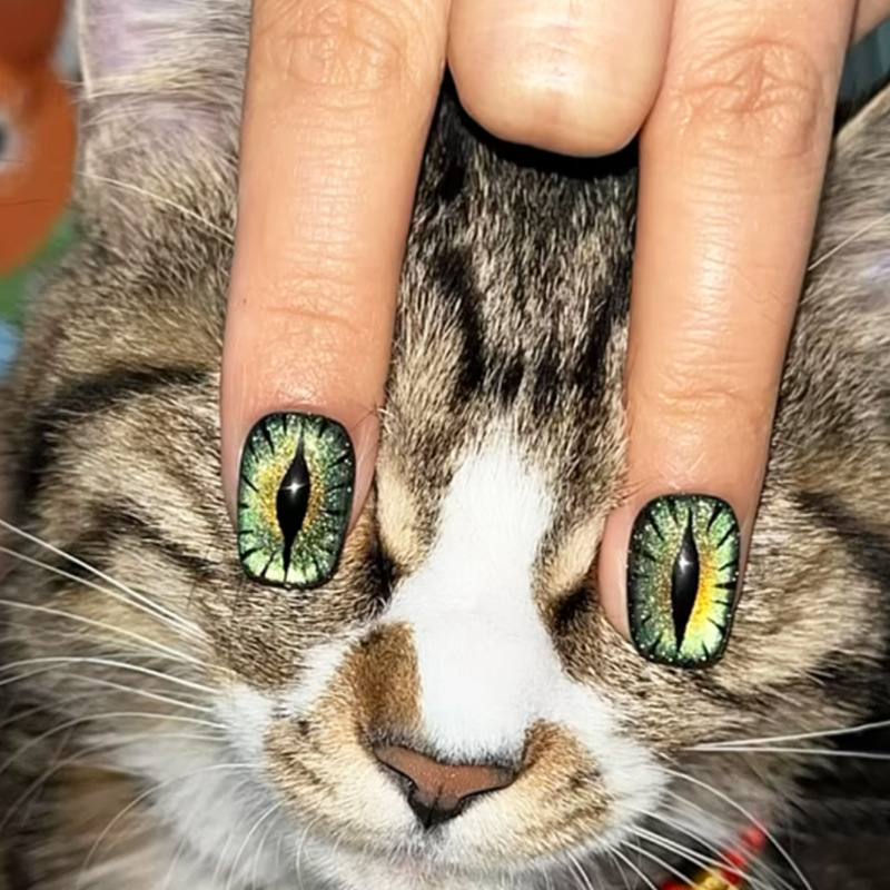 Faux ongles courts pour femmes - Nail Art Full Cat Eye avis et prix